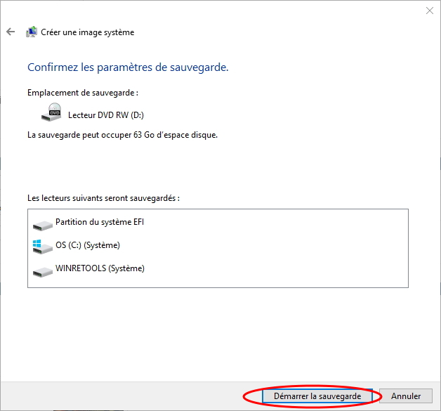 Sauvegarde Windows 10